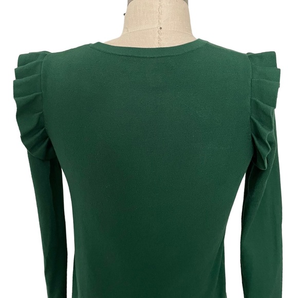 Ann Taylor Green Crew Neck Sweater with Ruffle Detail Size XS - Picture 5 of 8